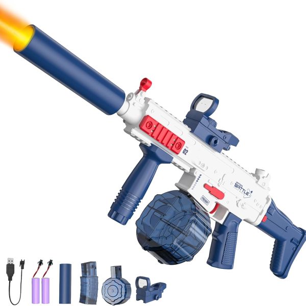 Electric Water Gun With Light Up,Auto Water Gun,Squirt Gun Blaster Up to 32 FT Long Range,Outdoor Party Shooting Game Toy With 2 Batteries & 2 Water Tanks,Ideal Summer Watergun Gift for Kids & Adults.