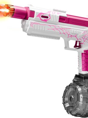Electric Water Gun for Adults Kids, Automatic Squirt Gun with a Long Range of up to 26 Ft, LED Light Large Capacity IP7 Waterproof Fully Auto Water Gun(Pink)