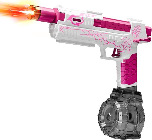 Electric Water Gun for Adults Kids, Automatic Squirt Gun with a Long Range of up to 26 Ft, LED Light Large Capacity IP7 Waterproof Fully Auto Water Gun(Pink)