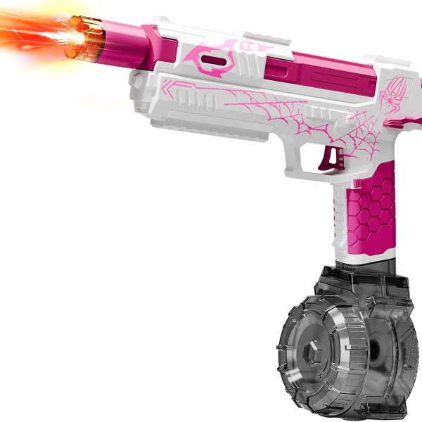 Electric Water Gun for Adults Kids, Automatic Squirt Gun with a Long Range of up to 26 Ft, LED Light Large Capacity IP7 Waterproof Fully Auto Water Gun(Pink)