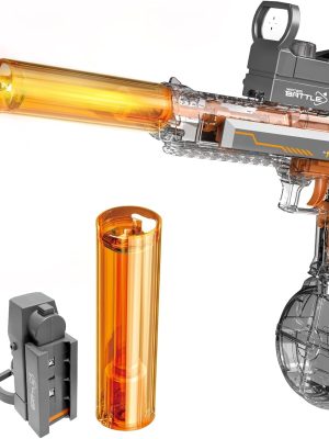 Powerful Electric Water Gun, Glowing Silencer, Automatic Squirt Gun up to 32Ft Long Range, 300 Water Shots, Classic Strong Squirt Gun, Summer Outdoor Swimming Pool Water Toy for Adult/Kids Gray