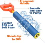 Water Pistol for Adults & Kids, 6 Pack Water Blaster Foam Shooter Set Cannon Pool Accessories with 35ft Shooting Range Length for Summer Outdoor Beach Game, Blue+Yellow+Red+Green