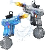 Electric Water Gun 2 Pack for Adults and Kids, Light Up Automatic Squirt Gun Watergun, 800CC Large Capacity, 26-33 FT Long Range, Summer Outdoor Beach Pool Party Toy Gift