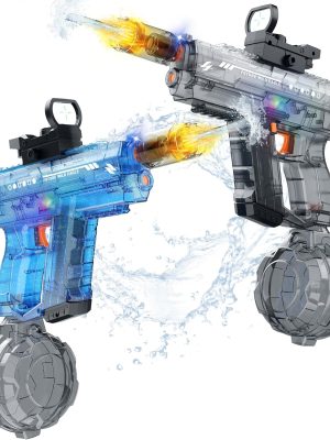 Electric Water Gun 2 Pack for Adults and Kids, Light Up Automatic Squirt Gun Watergun, 800CC Large Capacity, 26-33 FT Long Range, Summer Outdoor Beach Pool Party Toy Gift