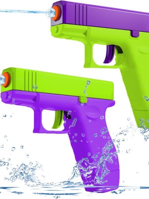 2 Pack Water Gun for Kids - Squirt Guns Water Blaster Soaker 100CC Capacity Water Pistol Toys for Boys Girls Toddlers, Ideal Summer Gifts for Swimming Pool Beach Outdoor Water Toys (Purple Green1)