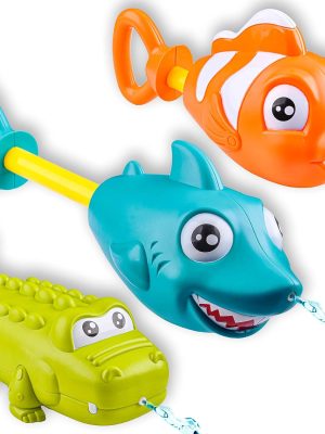 3 Pack Animal Water Guns for Kids, Assorted Colors, 7.5in Long, Easy to Fill and Shoot, Durable Plastic, Water Soakers for Kids Swimming Pool Beach Outdoor Activity Fighting Play Toys