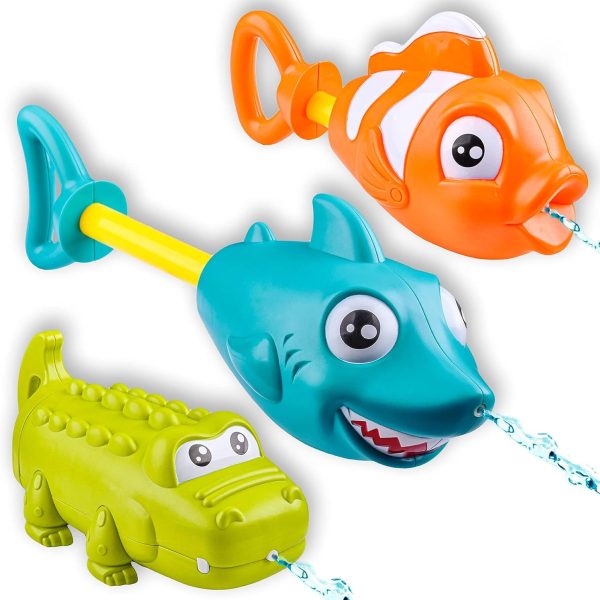 3 Pack Animal Water Guns for Kids, Assorted Colors, 7.5in Long, Easy to Fill and Shoot, Durable Plastic, Water Soakers for Kids Swimming Pool Beach Outdoor Activity Fighting Play Toys