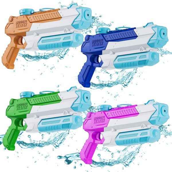 Water Guns for Kids Adults, 4 Pack 400CC Long Range High Capacity Squirt Guns Toy, Pool Toys Water Toys for Swimming Pool Beach Sand Outdoor, Summer Gifts for Boys Girls