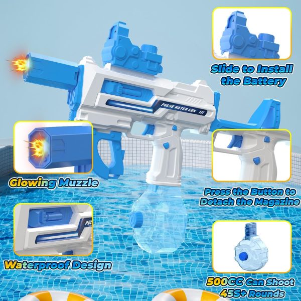 High Powered Electric Water Gun for Adults & Kids with LED Light Muzzle, Automatic Squirt Gun with 26-32FT Long Range,Large Capacity 500CC Water Tank, Perfect for Summer Pool, Beach, Backyard